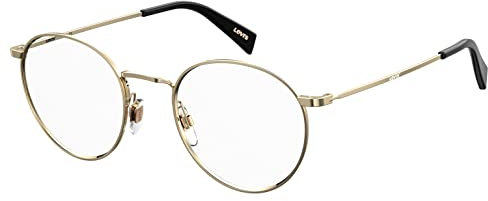 LEVI'S Brille mit Sehstärke in Gold für Unisex optional mit Sonnenbrillentönung oder Blaulichtfilter, Rund, gefertigt aus Metall, Modell: 103438 (inklusive Brillenetui)