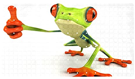 Badewannen-Duschmatte, rutschfest, Frosch-Design, mit Saugnäpfen und Abflusslöchern, weich, 39,9 x 70,9 cm