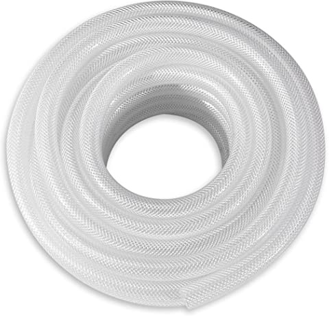 DAVCO 3/8 Zoll ID × 15,2 m transparenter geflochtener Kunststoff-Vinylschlauch, flexibler Hochdruck-verstärkter PVC-Schlauch