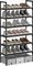 AcornFort® S-534 6 Ebenen Stöckiges Schwarz Verstellbare Schuhablagen Schuhaufbewahrung Hohes Schuhregal Organizer Regal Halteständer für 18 Paar Schuhe, 56 x 30 x 110 cm,Extra Robuste Bauweise