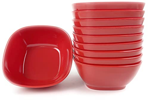 EWEIGEER 11,2 cm Melamin-Dessertschale für Kinder, Kunststoff, kleine Schüssel für Eiscreme, Snacks, Reis, Salat, Suppe, Müsli, 10 Stück (rot)