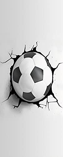 A.Monamour Türtapete Selbstklebend Türfolie Türposter 3D Fußball Im Weißen Rissigen Wand Sport Thema Vinyl Folie Türdeko Tapete Wandbild Türaufkleber Türtattoo 90 x 200 cm