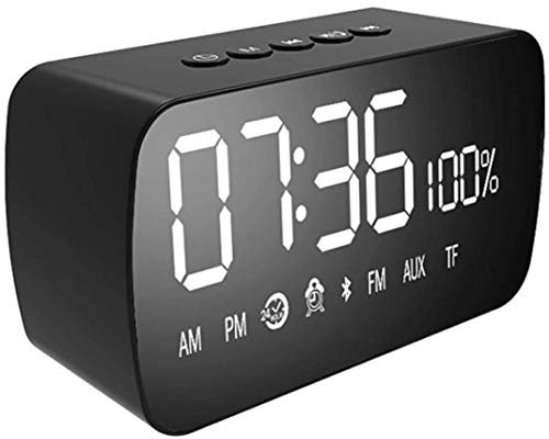 XYLXJ HD LED Mirror Alarm Clock, Smart Bluetooth Speaker Alarm Clock Radio Silence Electronic Snooze Cube Speaker Alarm Clock Digital Radio Clock