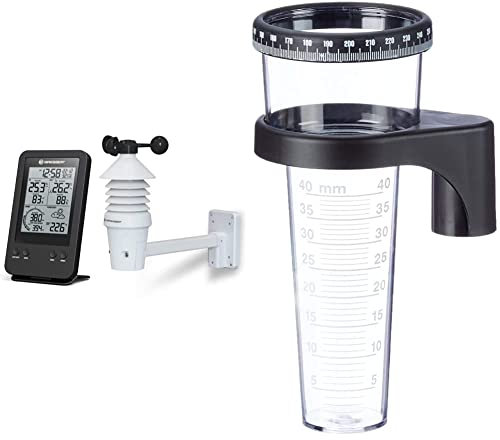 BRESSER 7002531 Anemometro Professionale 3 in 1 con Terminale Collegato Tramite Segnale Radio & TFA 47.1001 Pluviometro Multicolore