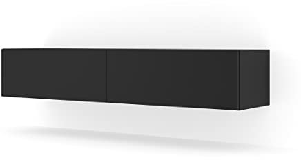 BIM Furniture Meuble TV Bingo avec 2 Portes - Noir Mat - L 160 X P 40 X H 30 Cm