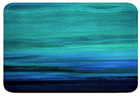 Blauer Druck Zottelig Absorbent Badteppiche Tiefblauer Ozean rutschfeste Badematte 50x80cm Blau Minimalistische Linien Mikrofaser Badezimmerteppich für Mikrofaser Modernes Design Badvorleger