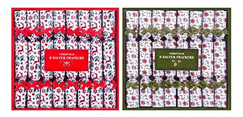 YöL Pack of 16 Mini Saucer Christmas Crackers Afternoon Tea Breakfast Xmas Table Deco