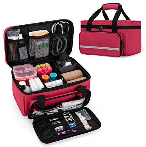 CURMIO Borsa Medica Vuota, Borsa Infermiere Domiciliare, Kit Pronto Soccorso per Visite Domiciliari, Assistenza Sanitaria o Viaggi, Rosso (in Attesa di Brevetto)