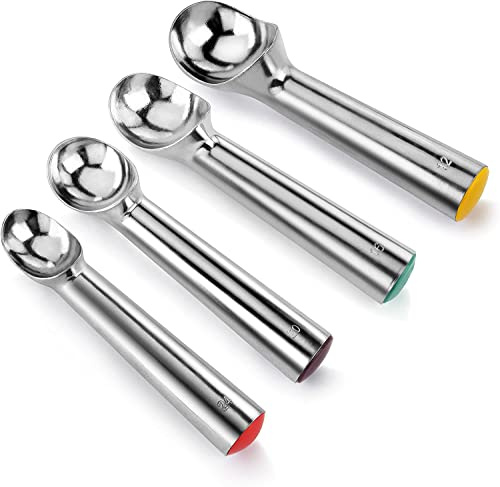 Chabrias Ltd – Commercial Grade Self-Defrost Ice Cream Scoop (2oz Brown) | Cast Aluminium Anti-Freeze Dipper for Portion Control, Gelato, Sorbet, Cookie Dough & Frozen Desserts