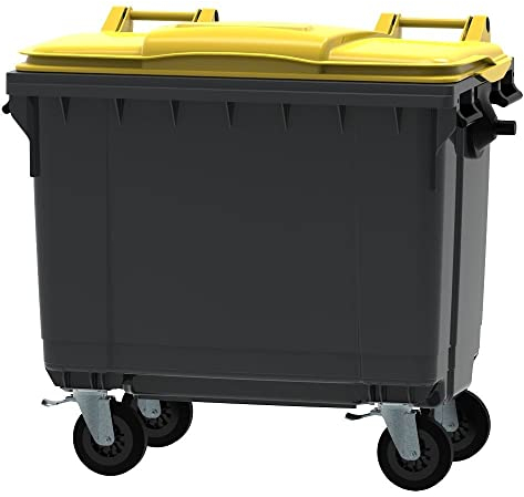 ESE Poubelle Conteneur à déchets 660L + Couvercle jaune