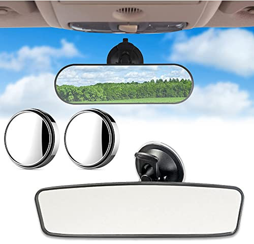 Car Mirror, Rear View Mirror for Driving Test, 360 Degree Adjustable Driving Test Mirror for Examiner, Car Interior Mirror with Suction Cup, Wide Angle Rearview Mirror with 2 Car Blind Spot Mirror