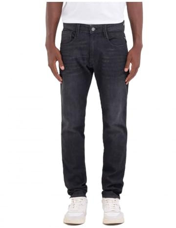 Replay men's jeans Anbass slim fit with power stretch, black (Black Delavè 099), 30W / 32L