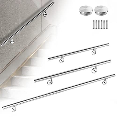 NAIZY Handlauf 100cm Edelstahl Geländer Außen & Innen Treppengeländer mit Verbindung Wandhandlauf Wasserdicht Gartenmöbel Schutzhülle für Treppen Balkon Brüstung