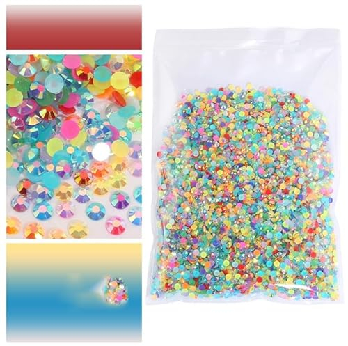 Diamantes de imitación de resina al por mayor para decoraciones de ropa Gemas de uñas de cristal sin fijación por calor Pegamento de parte posterior plana en accesorios de diamantes de imitación-Jel