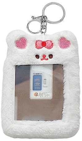 Cipliko Porte-Carte Photo en Peluche Mignon,Idol Card Sleeve Photo Case Porte-clés - 5,31 * 3,7 Pouces Porte-clés Porte-nom Porte-étiquettes pour Femmes, étudiants