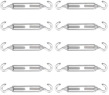 RYAN 10 Pièces M5 Tendeur Cable Inox Tendeur Fil a Linge 304 Inoxydable Crochet Tendeur Réglable Crochet de Ridoir pour Corde Acier Cable Fil à Linge L'antenne