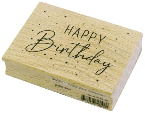 Artoz Stempel – Holzstempel – „Happy Birthday dots“ – 70 x 50 mm – Motivstempel zum Kartenbasteln für Einladungen, Geburtstag, Glückwünsche