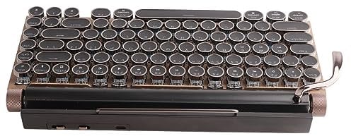 Tangxi Typewriter Style Retro Mechanical Gaming Keyboard,83 Keys Vintage Backlit BT Typewriter Keyboard with Metal Round Cap,for Wins PC Phones (Brown)