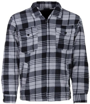 Henry Terre Holzfällerjacke Herren Hemdjacke Arbeitsjacke Hemd Flanell Jacke Thermojacke Kariert Gefüttert, Farbe:anthrazit, Größe:3XL