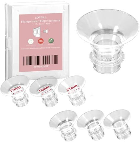 LOTBILL Flange Insert 17/19/21mm 6PCS Compatible with Medela/Spectra/Momcozy S9/S9pro/S10/S12/S12pro etc Breast Pump 24mm Flange/Shield, Reduce Tunnel Down to Correct Size