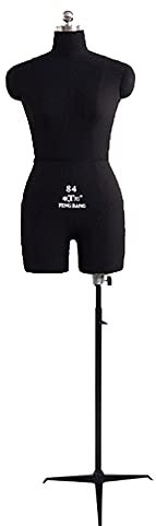 CEMELI Nähen weiblicher Schaufensterpuppenständer mit dreieckiger Basis, verstellbarer Schneiderpuppe in Übergröße, für professionelle Schneiderin, Schaumstoff-Standpuppe (Farbe: Schwarz, Größe: L 84)