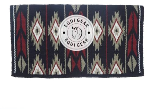 EQUIGEAR Western Ranch Horse Satteldecke aus neuseeländischer Wolle, Western-Design, handgefertigte Satteldecke, Wollpolster, Sensor Flex (Anpassung möglich), WQ79 (36x40)