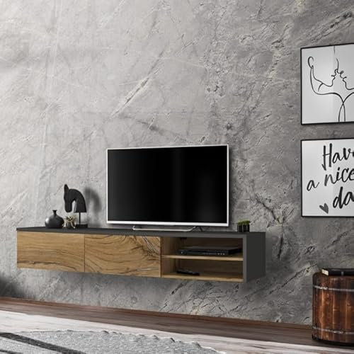 Paris Prix Meuble TV RTV Dallas 180cm Chêne & Gris