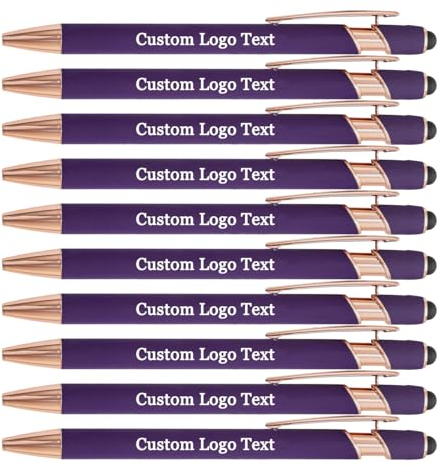 HEYZARDA Kugelschreiber mit Gravur Namen Text Logo für Büro Schule Business Stift Lila, 20 Stück