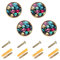 ODAWA Bunte Totenköpfe, schwarze Kommode, Schubladenknäufe, 4 Stück, runde Schranktürknäufe, Hardware, Zinkknöpfe für Kommoden, Schubladen, 32 mm