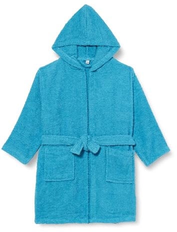 Playshoes Unisex Kinder Frottee-Bademantel Morgenmantel, türkis, 134/140