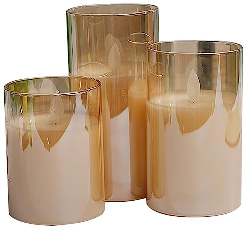 HOMSFOU 3St Elektronisches Kerzenlicht Batteriebetriebene Stumpenkerze LED-Stumpenkerzen aus Glas Tischdekoration Kerzenlampe elektrische Teelichter Votivkerzen batteriebetrieben blinkt