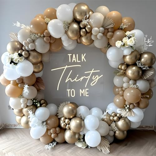 Weißgold Luftballons Geburtstag, Luftballon Girlande mit Luftballons Gold, Luftballons Weiß, Weißsand und Nude Ballons, Ballonbogen für Boho Hochzeit Deko, Birthday Decorations, Baby Shower, Babyparty
