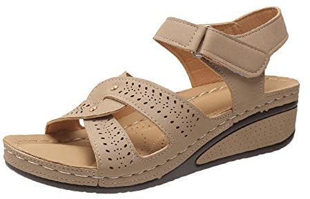 AEGJEGVD Sandales Femmes Été Sandales de Marche Femme Confortable Orthopédique Confortables Chaussures Plateforme Sandales Et Nu-Pieds Chaussures Antidérapantes Respirantes Bohême Bout Ouvert Sandale