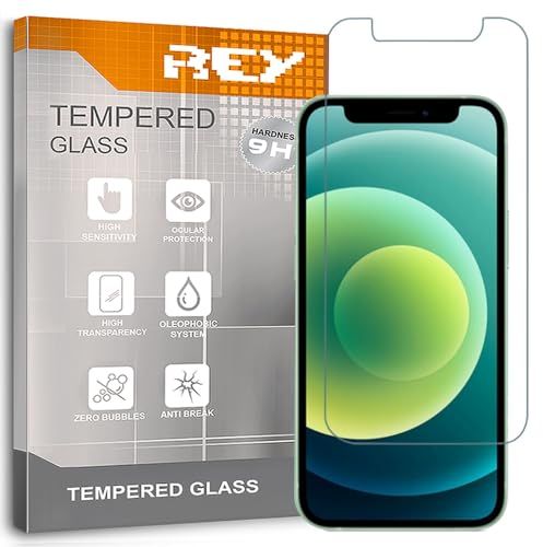 REY Protector de Pantalla para iPhone 12 Mini 5,4, Cristal Vidrio Templado Premium