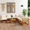 WRJENFSC Gartentisch und Stühle Set Veranda-Möbel-Sets Outdoor-Möbel 9-TLG. Garten-Lounge-Set mit Auflagen Creme Massivholz Akazie Geeignet für Garten, Hinterhof, Rasen, am Pool