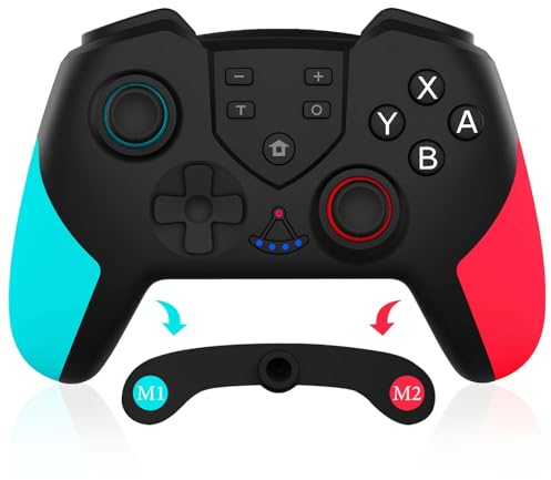 Switch Controller, Wireless Switch Pro Controller für N-Switch/Lite/OLED/PC/IOS/Android, Switch-Fernbedienung mit Dual Vibration, 6-Achsen-Gyro, Wake-up, programmierbar, Turbo-Funktion, RGB-Licht
