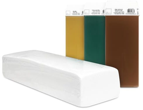 Kit de Depilación 100 Bandas Depilatorias + 3 Cartuchos de Cera Roll On | Miel, Aloe Vera y Chocolate