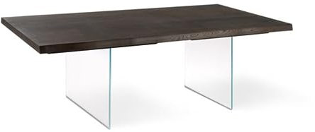 Mondo Viro - Mesa extensible Fabien sobre de madera y patas de cristal templado 200/300 x 100 cm 76h (roble termococo)