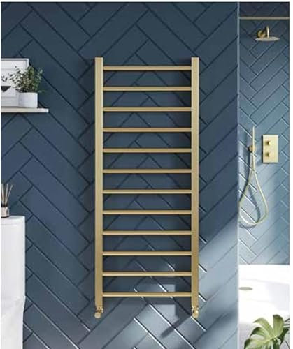 Handtuchheizkörper & Ventile aus gebürstetem Messing (800 x 500 Heizkörper)