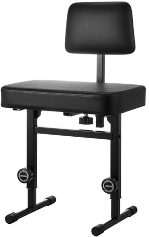 TENTOTEN Panca per pianoforte regolabile in altezza, sedia per pianoforte con schienale imbottito, comoda seduta per pianoforte e tastiera per musicisti, sgabello per pianoforte, nero