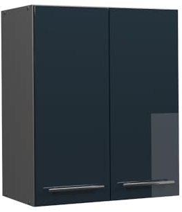 Vicco Hängeschrank Fame-Line, hängender Küchenschrank, Dunkelblau Hochglanz, 60 cm
