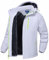 SPOSULEI Herren Winter Fleecejacke Warme Verdickt Gefüttert Skijacke Outdoor Winddicht Wasserdicht Jacke mit Abnehmbarer Kapuze für Wandern Weiß L