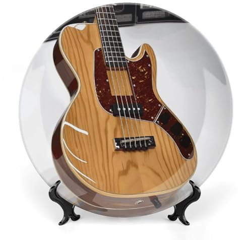 NWGHM Dekorative Teller aus Knochenporzellan, 15,4 cm, Gitarre, Musikinstrument, Salatteller, Porzellan, Dessertteller, Serviergeschirr, Kunstdekor, Ornament für Wohnzimmer, Tisch, Küche