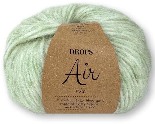 Frida's Wollhaus Drops 50 g Air Stricken Häkeln Alpaka Schurwolle Alpaca Superweich 50 Farben (42 | Pistazieneis Mix)