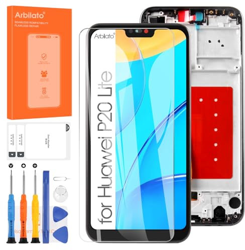 Arbilato Écran LCD pour Huawei P20 Lite/Nova 3e, Écran Tactile Remplacement pour Huawei P20 Lite LCD Display ANE-LX1 ANE-LX2 ANE-LX3 Numériseur Panneau Full Assemblée Kit (Noir avec Cadre)
