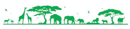 Riesiger Wandaufkleber mit Safaritieren, Elefant, Giraffe, für Kinderzimmer, Afrika, Tiger, Dschungel, Wald, Baum, Vogel, Zoo, Vinyl, extragroß – 170 x 26 cm