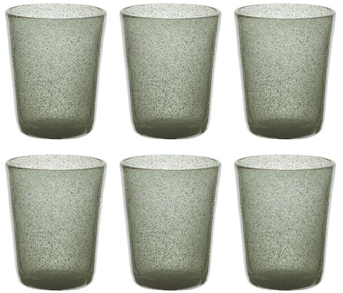 Memento Set 6 bicchieri acqua in pasta di vetro 300cc (Grigio)