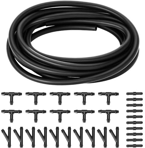 QWORK® 3 metres Car Windshield Washer Hose Kit, Windscreen Washer Rubber Tube, with 30 Connectors(Y I T-Type)