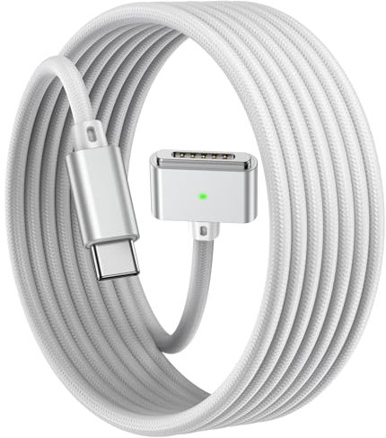 Aripps 140W USB-C to Magnetic 3 Cable (6.6FT, Sliver) Fit for MacBook Air Charger Mag-Safe Gen 3 Port, Magnetic Safe 3 Cable Fit for 2024 MacBook Pro 14” 16 M4, 2023 Mac-Book Air 13“ 15 M3 & More