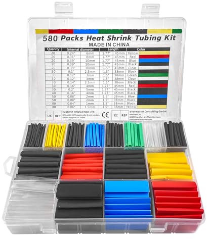 Labmilon 580 Piezas Tubo Termoretractil para Cables, Funda Termorretráctil 2:1, Tubos Termorretráctiles, para Aislamiento Eléctrico, Reparaciones y Conectores (11 Tamaños, 6 Colores)